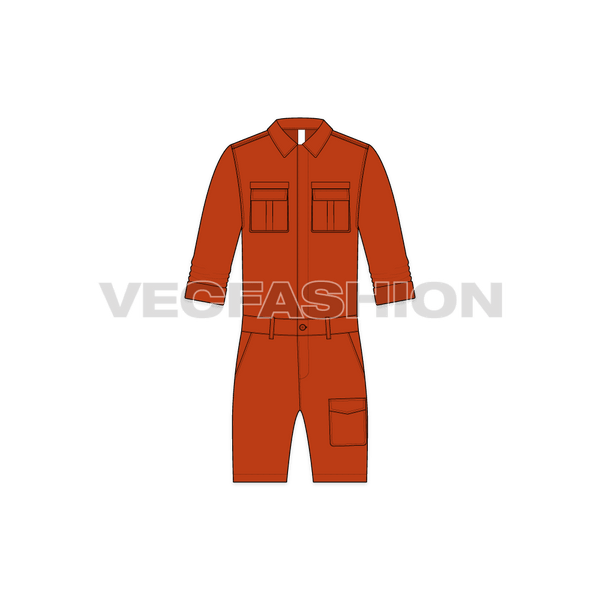 Mens Boiler Suit with Shorts sketch - VecFashion