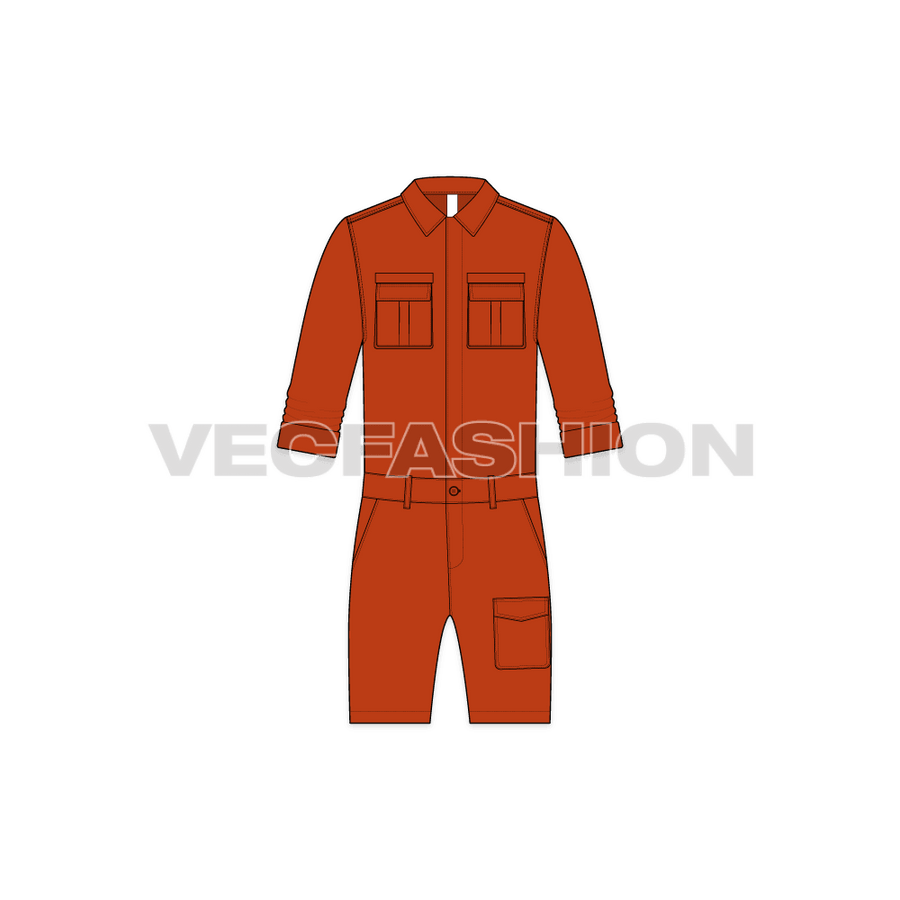 Mens Boiler Suit with Shorts sketch VecFashion