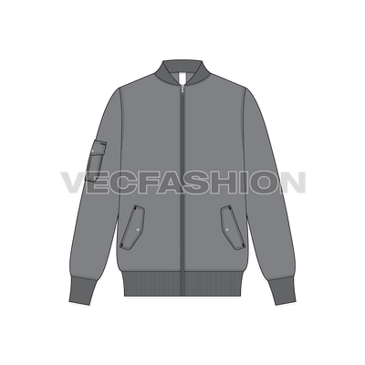 Mens Bomber Jacket Vector front view