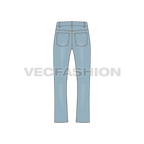 Mens boot cut denim jeans flat sketch, back view
