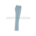 Mens boot cut denim jeans flat sketch, side view