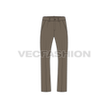 Mens boot leg cotton pants flat sketch, front view