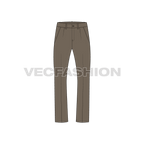 Mens boot leg cotton pants flat sketch, front view