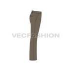 Mens boot leg cotton pants flat sketch, side view