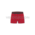 Mens boxer shorts flat sketch, front view