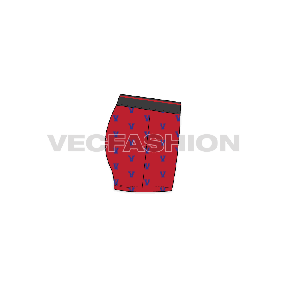 Mens boxer shorts flat sketch, side view