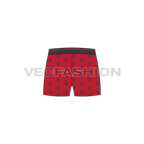 Mens boxer shorts flat sketch, back view