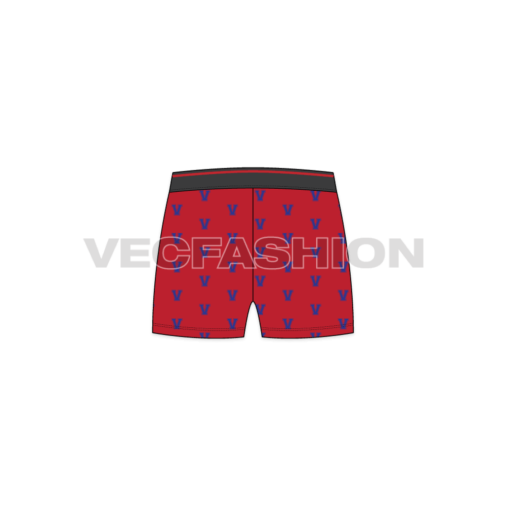 Mens boxer shorts flat sketch, back view