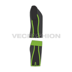 Mens boxing tee and shorts set flat sketch, side view