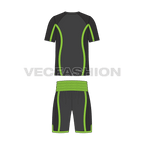 Mens boxing tee and shorts set flat sketch, back view