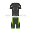 Mens boxing tee and shorts set flat sketch, front view