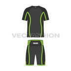 Mens boxing tee and shorts set flat sketch, front view