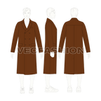 Mens British Warm Coat flat sketch, croqui sketch