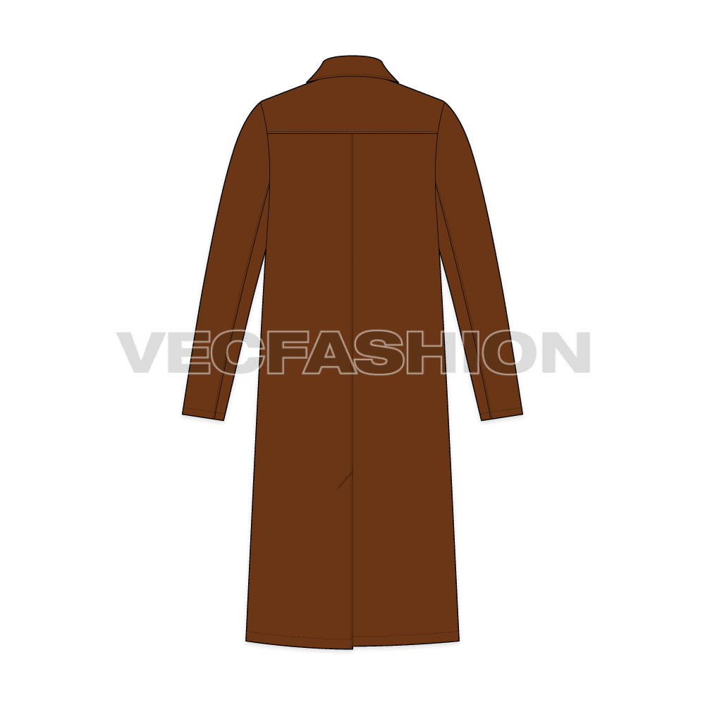 Mens British Warm Coat flat sketch, back view