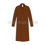 Mens British Warm Coat flat sketch, front view