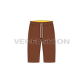 Mens brown bermuda shorts flat sketch, front view