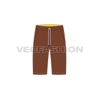 Mens brown bermuda shorts flat sketch, front view