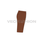 Mens brown bermuda shorts flat sketch, side view