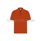 Mens burnt orange polo shirt flat sketch, front view