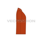 Mens burnt orange polo shirt flat sketch, side view
