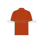 Mens burnt orange polo shirt flat sketch, back view