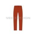 Mens burnt orange straight leg chinos flat sketch, front view