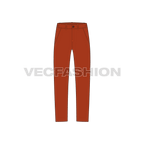 Mens burnt orange straight leg chinos flat sketch, front view