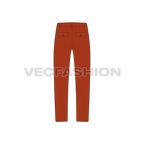 Mens burnt orange straight leg chinos flat sketch, back view