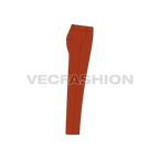 Mens burnt orange straight leg chinos flat sketch, side view