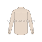 Mens button down dress shirt flat sketch, back view