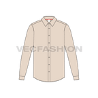 Mens button down dress shirt flat sketch, front view