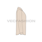 Mens button down dress shirt flat sketch, side view