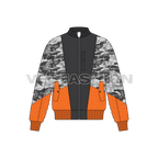 Mens Camo Fashion Jacket flat sketch, front view