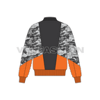 Mens Camo Fashion Jacket flat sketch, back view