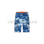 Mens camo cargo shorts flat sketch, front view
