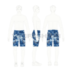 Mens camo cargo shorts flat sketch, croqui sketch