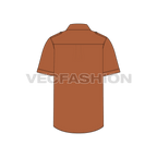 Mens camp shirt flat sketch, back view