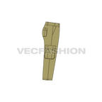 Mens capri length cargo pants flat sketch, side view