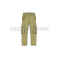 Mens capri length cargo pants flat sketch, front view