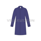 Mens Car Coat Vector flat sketch, front view