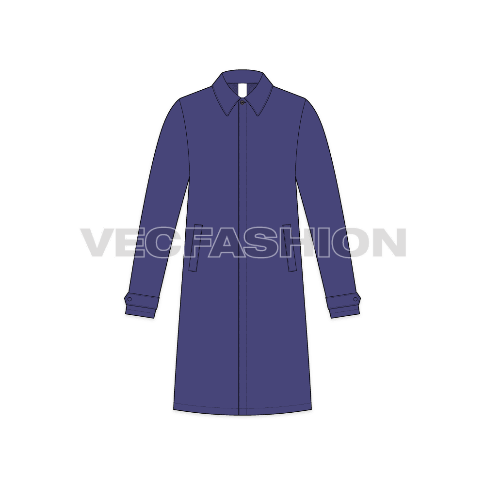 Mens Car Coat Vector flat sketch, front view