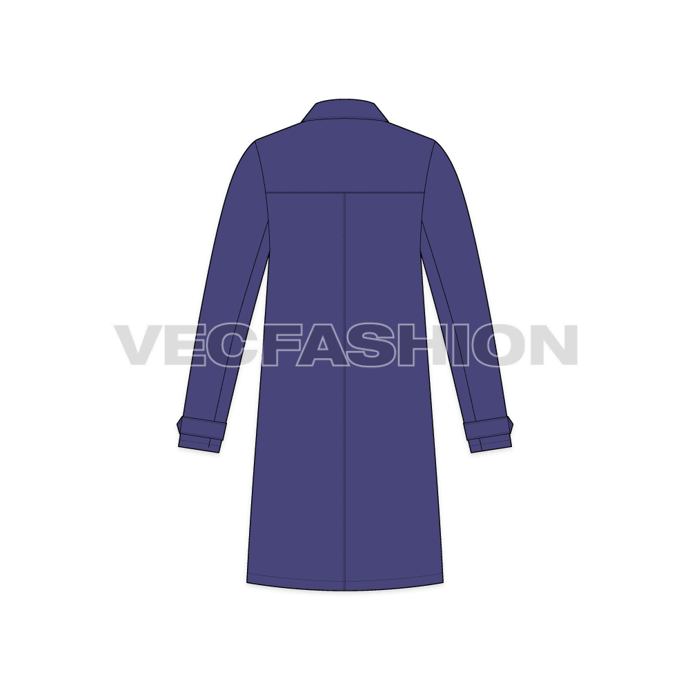 Mens Car Coat Vector flat sketch, back view