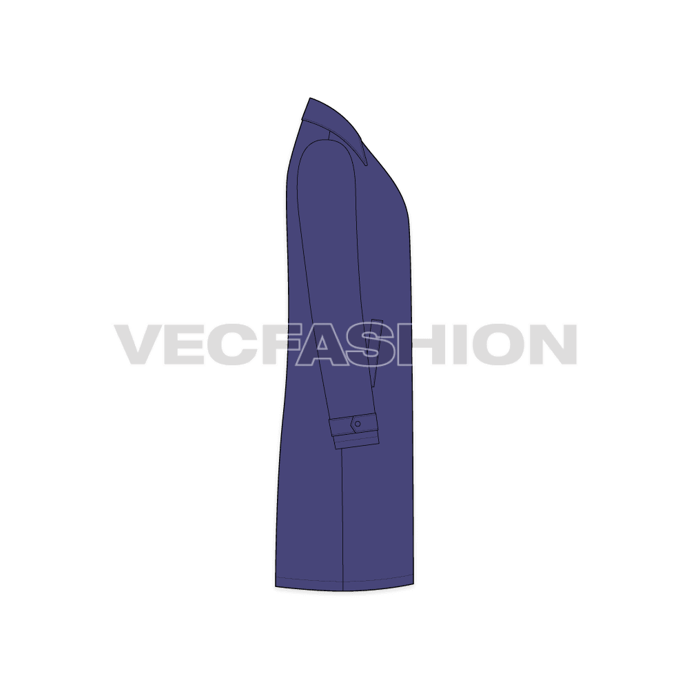 Mens Car Coat Vector flat sketch, side view