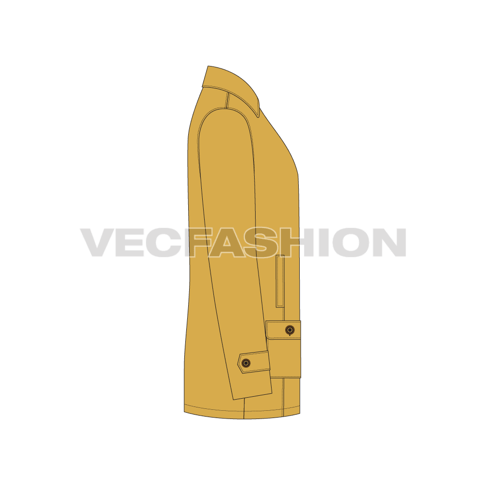 Mens Car Coat Vector flat sketch, side view