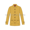 Mens Car Coat Vector flat sketch, front view