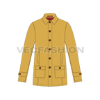 Mens Car Coat Vector flat sketch, front view
