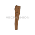 Mens cargo pants flat sketch, side view