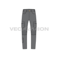 Mens cargo pants template flat sketch, front view