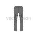 Mens cargo pants template flat sketch, front view
