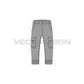 Mens cargo pants with turn-up cuffs flat sketch, front view